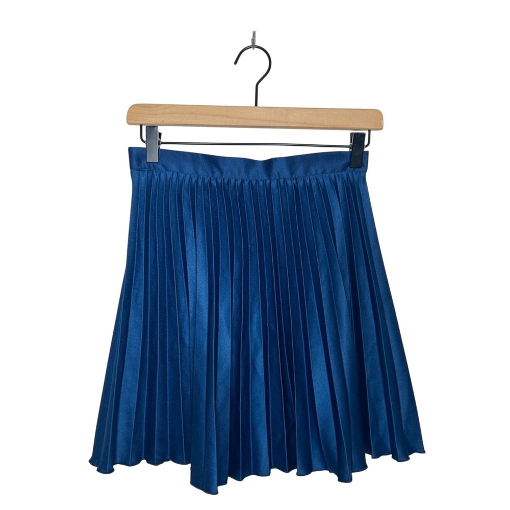 Closet London Blue Satin Pleated Mini Skirt 4
